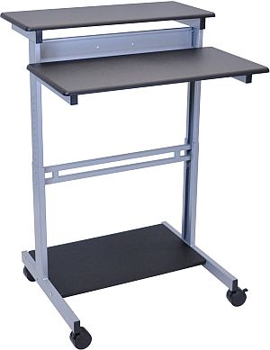 Mobiler Computertisch mit Rollen und Bremsen