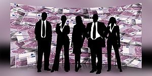 Abbildung: Geschäftsleute und die Macht der Finanzen Abbildung: Geschäftsleute