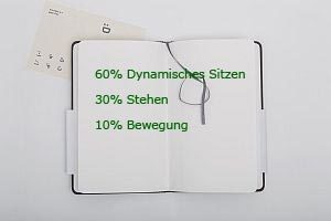 Grafik: Prozentwerte für Sitzen, Stehen und Bewegung bei der Arbeit